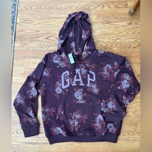 GAP Women's Dark Purple Floral Hoodie